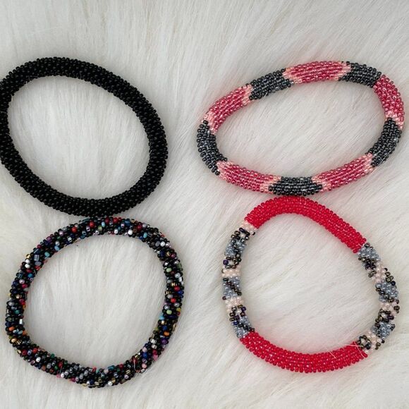 HAND CRAFTED in Nepal Beaded Bracelets (set of 4) #237 - Picture 3 of 4
